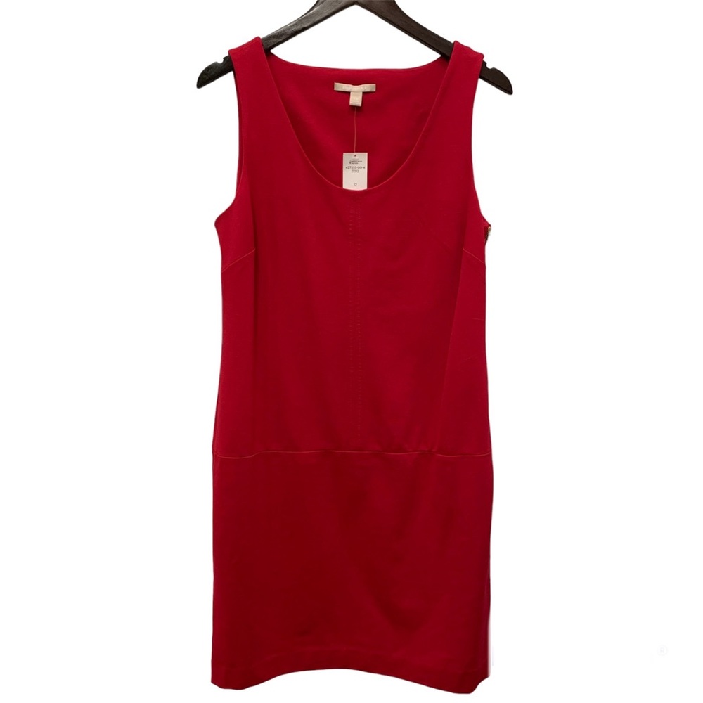 Banana Republic Vibrant Red Dress with Gold Side Zip, Size 12